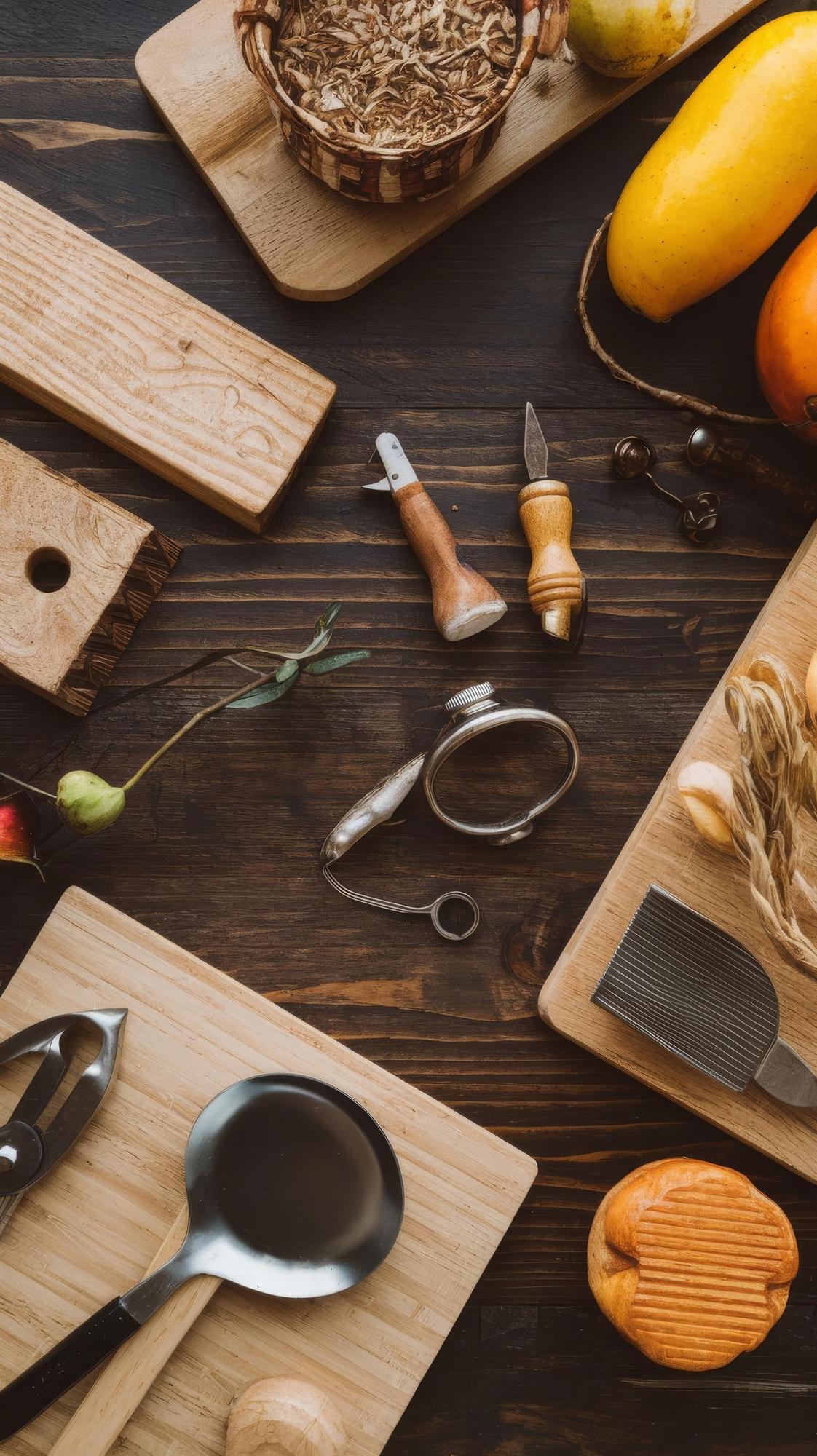 Piccola cucina di bottega con utensili